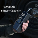 Portable Electric Air Pump with Tire Inflator, Pressure Gauge & Emergency Light