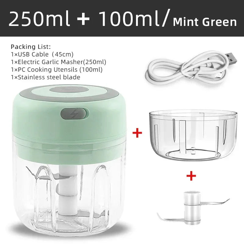 Mini Electric Food Chopper – USB Rechargeable Portable Garlic Masher & Meat Grinder