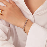 Elegante pulsera de acero inoxidable con dije de corazón: cadena clásica de cuerda para mujer