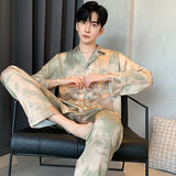 Men’s Silk Satin Pajama Set – Lightweight Luxury Sleepwear with Turn-Down Collar