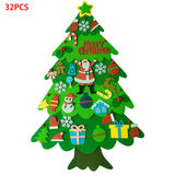 Árbol de Navidad de fieltro para hacer uno mismo con luces LED y 32 adornos: actividad divertida para las fiestas para niños