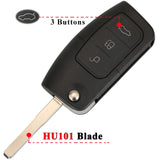 Durable 3-Button Ford Key Fob Shell Replacement with Uncut Blade