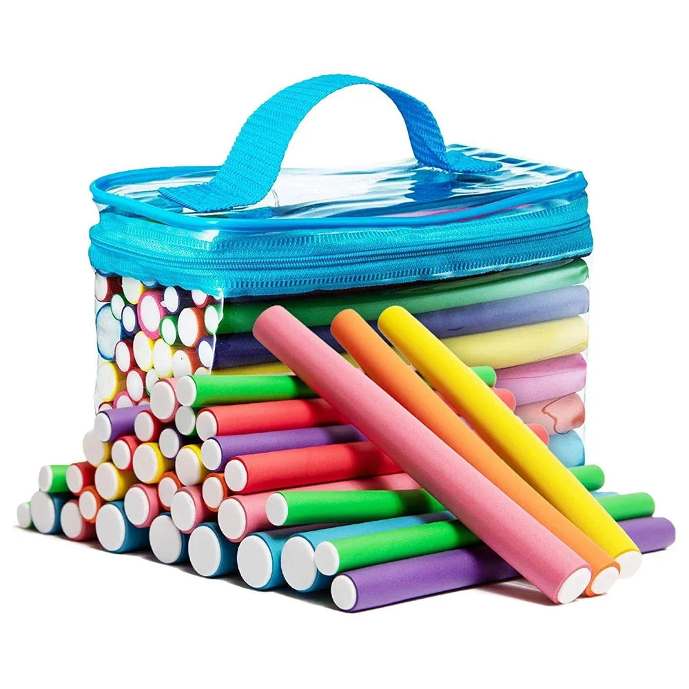 42 piezas de varillas rizadoras sin calor: rulos de esponja suave para peinar el cabello tú mismo