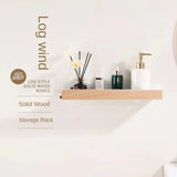 Estante de madera para baño montado en la pared: estante de almacenamiento flotante sin perforaciones para espacios organizados
