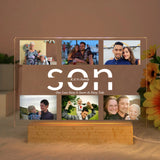 Custom Photo LED Night Light with Text – Personalized Acrylic & Wood USB Lamp