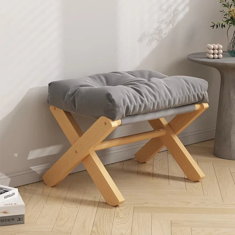 Foldable Wooden Footstool – Compact & Stylish Ottoman for Home & Office