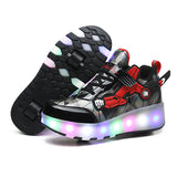 Unisex LED Light-Up Casual Shoes for Kids – Hook & Loop Sneakers with PU Upper and Non-Slip Rubber Sole