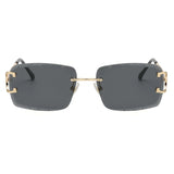 Gafas de sol cuadradas sin montura Gafas de sol de tendencia de metal de alta calidad para hombres y mujeres Gafas de sol estilo street shot
