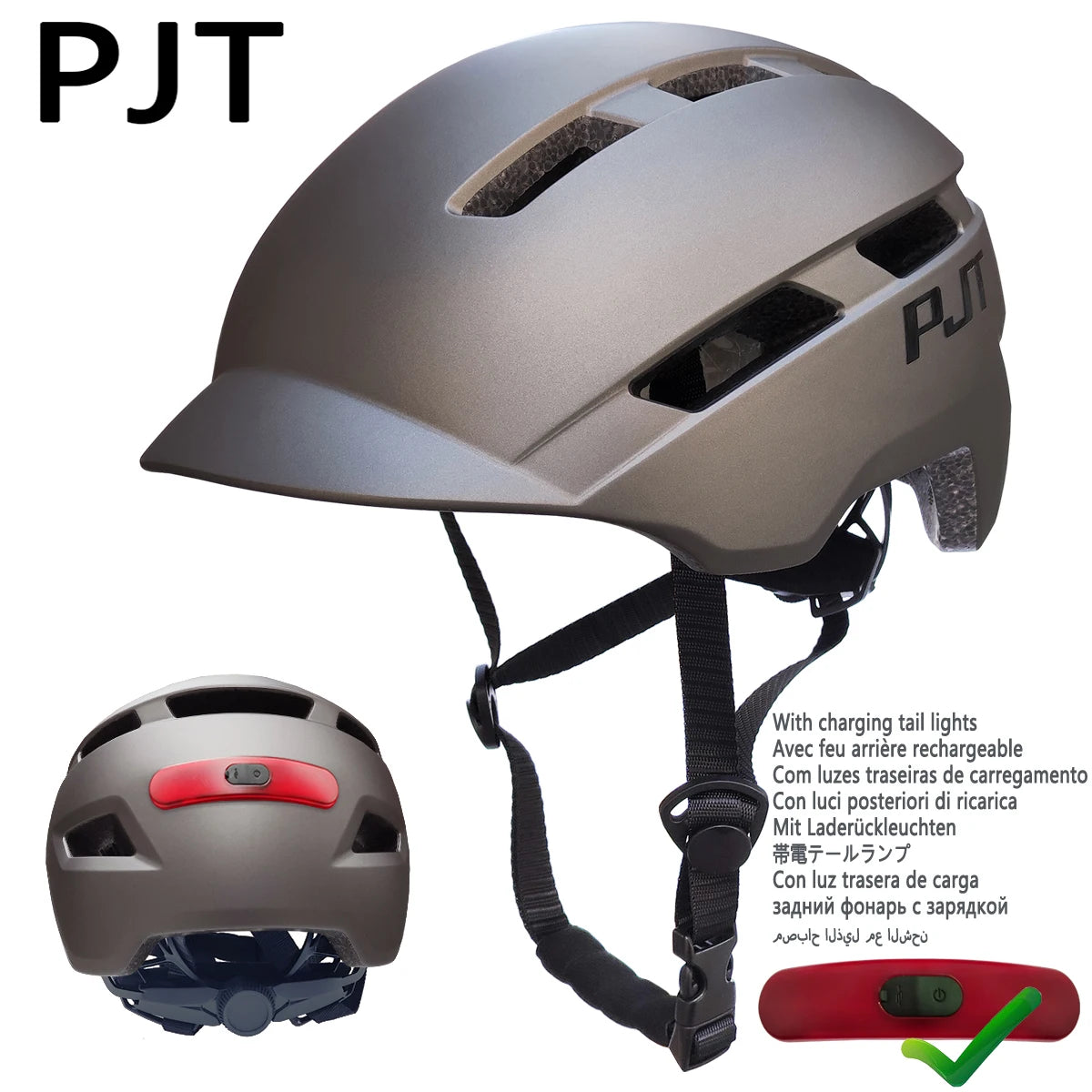 USB Rechargeable Bike Helmet with LED Tail Light - Lightweight MTB/Road Cycling Helmet