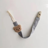 Lindo clip de cadena para chupete de bebé con forma de oso: soporte de dibujos animados de punto anticaídas para recién nacidos