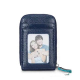 Slim Genuine Leather RFID Wallet – Zipper Card Holder for Men with 11 Slots