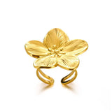Minimalist Geometric Stainless Steel Ring – Elegant Gold-Tone Adjustable Band