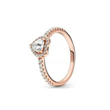 Anillo de plata 925 chapado en oro nuevo 2024 con circonita brillante y doble banda en forma de corazón para mujer, anillo Pandor original, joyería fina