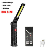 COB LED Work Light – Rechargeable Magnetic Flashlight with Power Bank & Hook