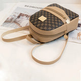 Checkered Pattern Shoulder Backpack – Large Capacity Crossbody Handbag for Women
