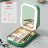 Foldable LED Makeup Mirror with Storage – Portable Vanity Mirror for Travel & Home
