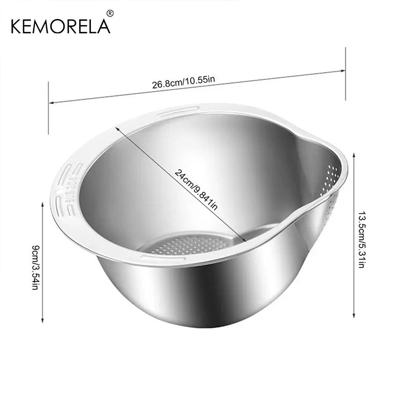 Cuenco para colar y lavar arroz de acero inoxidable: colador multiusos para uso en la cocina
