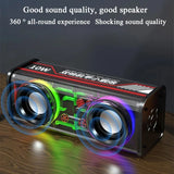 Transparent Bluetooth 5.0 Mecha Speaker – Wireless Dual Bass TWS Subwoofer with RGB Lights
