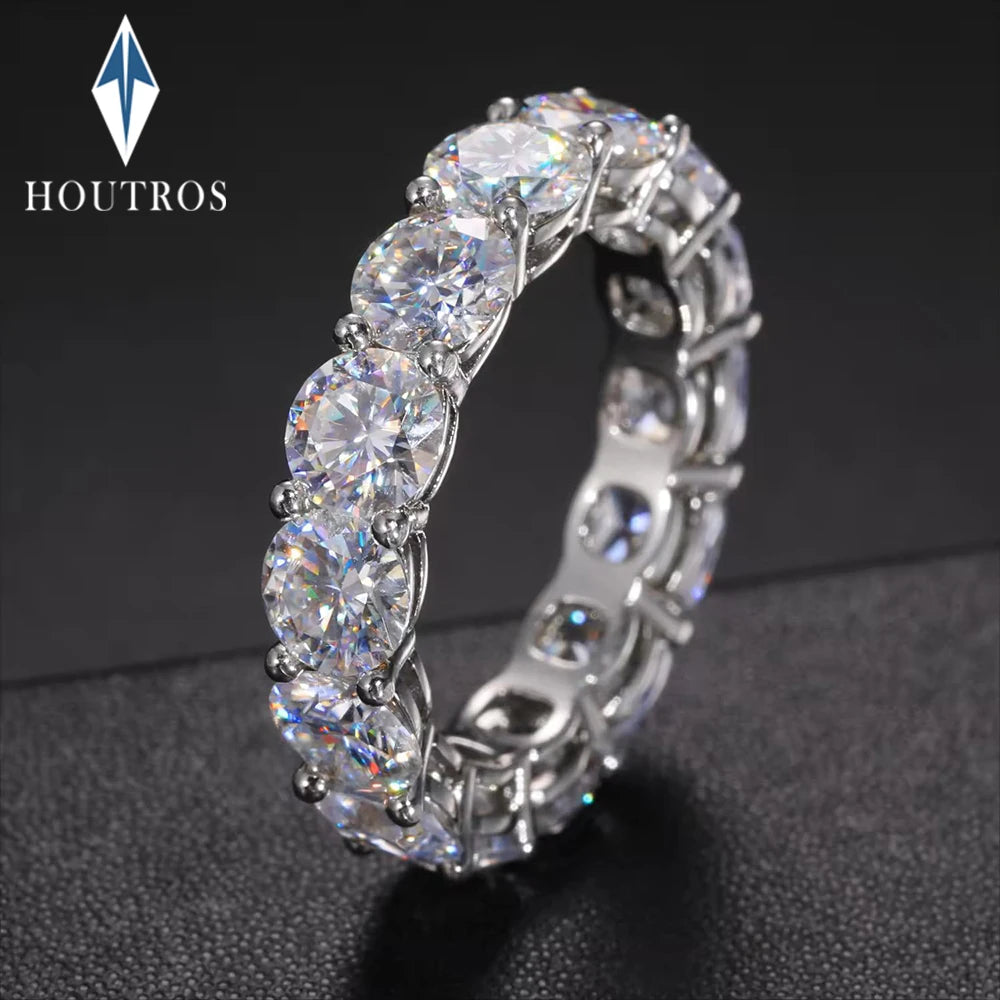 5mm D Color Moissanite Wedding Band – Certified 925 Sterling Silver Ring for Women