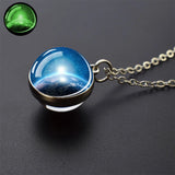 Vintage Glow-in-the-Dark Round Pendant Necklace – Unisex Metal Design