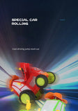 Mini coche acrobático RC con luces y música: camión de control remoto con saltos locos | Giro de 360°, marcha erguida, juguete recargable para niños