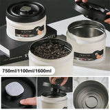 Recipiente hermético para café de acero inoxidable sellado al vacío para almacenar granos, té y frutos secos