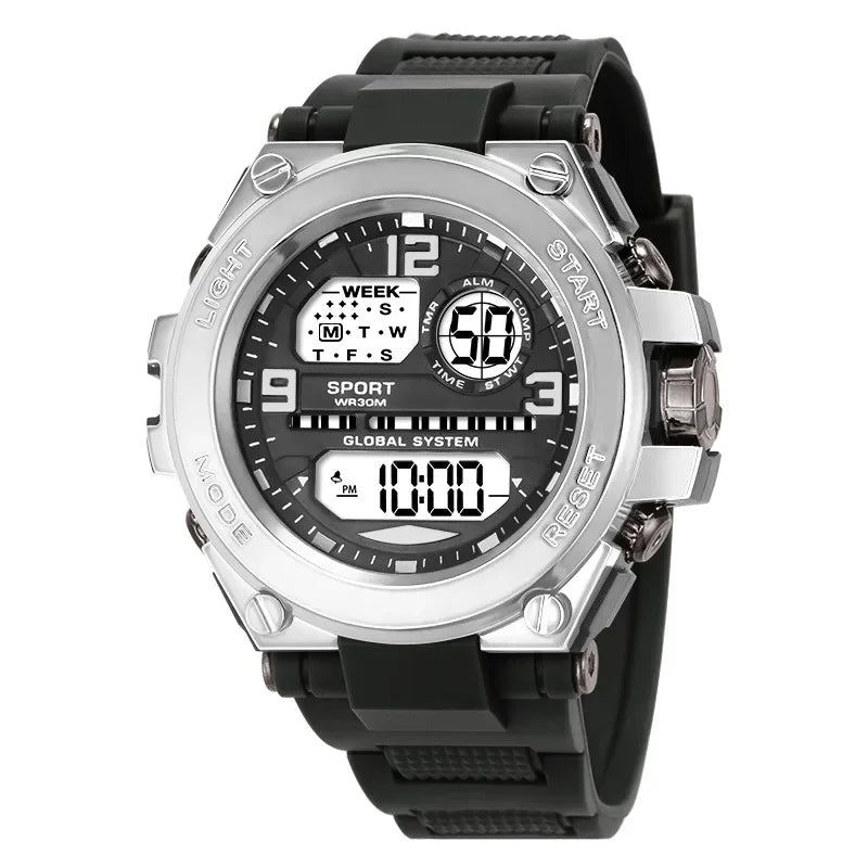 Men's Digital Sports Watch with Luminous Display, Waterproof & Shock Resistant