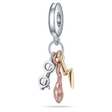 Sterling Silver Nugget Beads with Zircon for 3mm Charm Bracelets