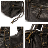 Bolso de mano vintage de gran capacidad para mujer: bolso de mano de piel sintética suave, bolso retro para hombro y bandolera