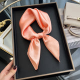 60cm Solid Color Silk Satin Neckerchief – Elegant Hijab Scarf for Women