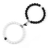 Magnetic Couple Bracelets Set - Natural Stone Heart Bead Lovers' Bracelets