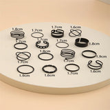 Minimalist Gold & Black Geometric Ring Set – Trendy Statement Jewelry for Women