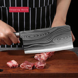 Juego de cuchillos de cocina de Damasco con láser | Cuchillo de chef de acero inoxidable, tijeras y varilla de afilar