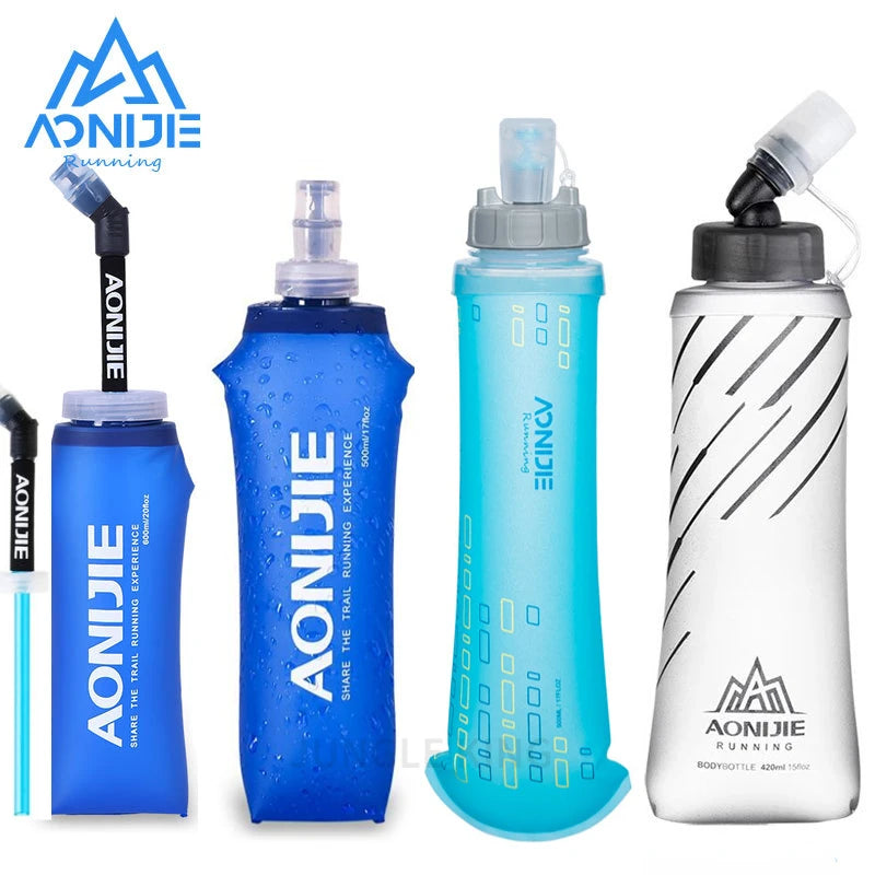 Botella de agua plegable Soft Flask de 250 ml/500 ml, paquete de hidratación sin BPA para correr, hacer senderismo y andar en bicicleta