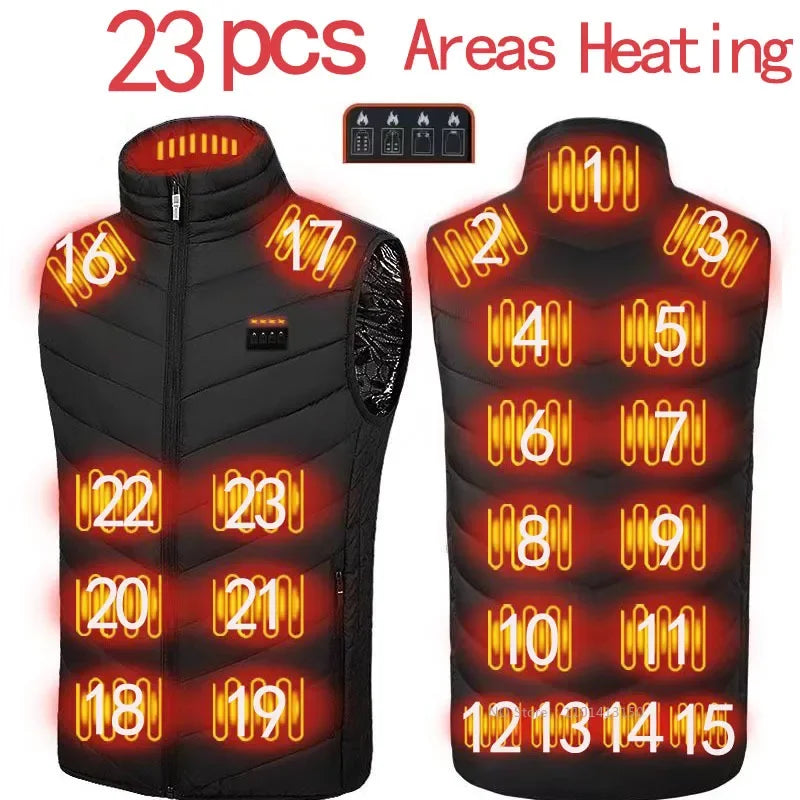 USB Heated Vest for Men & Women – 23-Zone Electric Heating Winter Vest, Thermal Warm Jacket