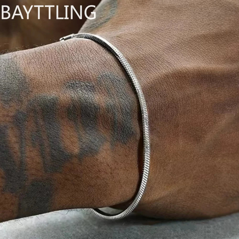 925 Sterling Silver Chain Bracelet – Hip-Hop Rock Style for Men & Women