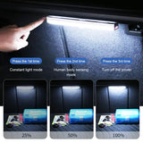 Lámpara LED de inducción del cuerpo humano: luz de lectura inalámbrica para el interior y el maletero con USB, 3 modos, montaje magnético