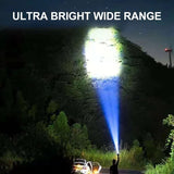 Rechargeable LED Flashlight with 4 Modes & COB Side Light – High-Power Waterproof Torch for Outdoor Use