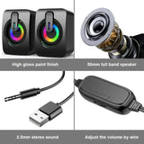 Compact Stereo Computer Speaker with LED Lights and 3.5mm AUX for PC and MacBook