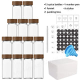 13 tarros de especias de vidrio de 4 oz: recipientes para condimentos con tapa de bambú para almacenamiento en estantes de especias