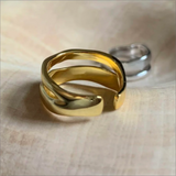 Stackable Ripple Wave Rings for Women – Adjustable Stainless Steel 18K Gold & Silver Plated Minimalist Jewelry