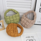 Mini Dumpling Shaped Linen Bag with Zipper Pocket – Soft Baguette Tote for Everyday Use
