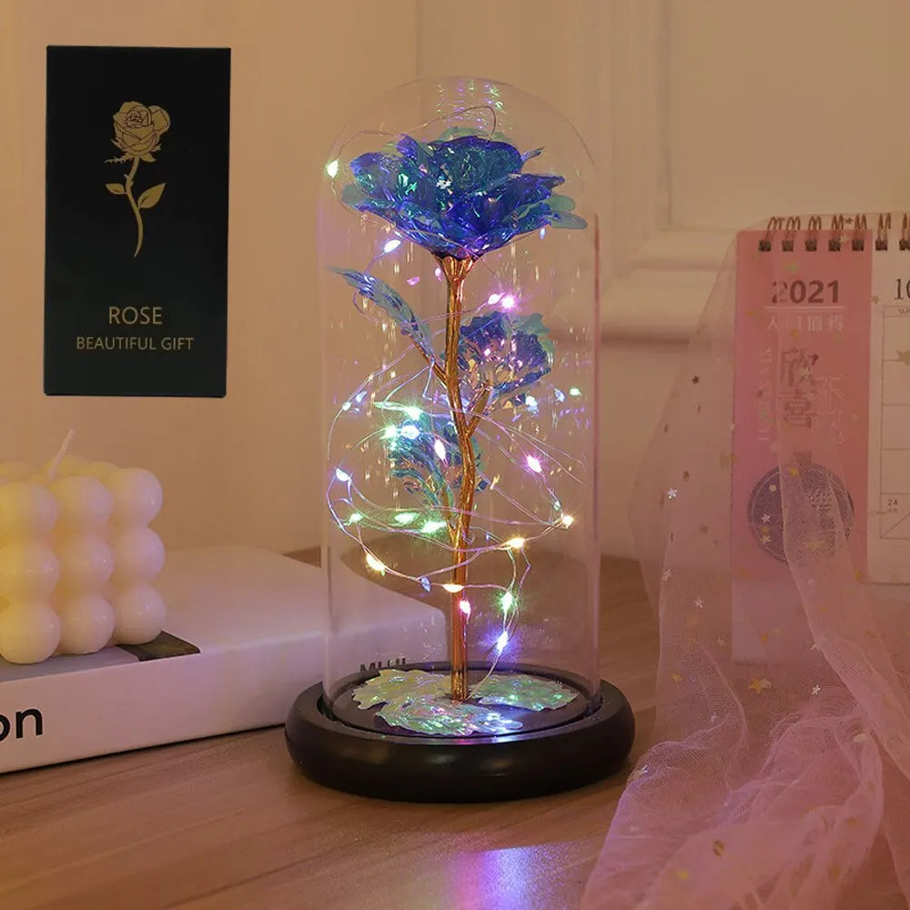Premium Decorative Silk Rose in Glass Dome – Eternal Flower Gift for Home & Romantic Occasions