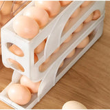 Caja de almacenamiento de huevos con ruedas automáticas - Organizador de huevos para refrigerador de múltiples capas para 30 huevos | Rejilla de conservación de huevos de cocina eficiente