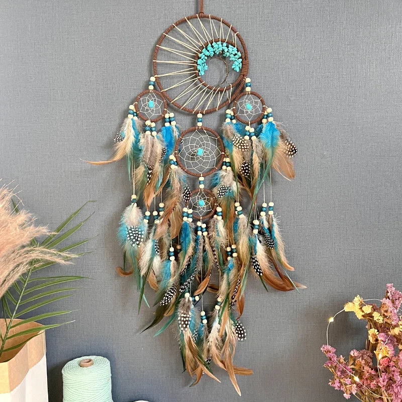 Handmade Tree of Life Dream Catcher with Feathers & Beads