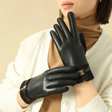 Fashionable Women’s Wrist-Length Gloves – Premium Synthetic Leather & Spandex
