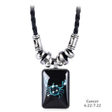 Trendy Geometric Glass Pendant Necklace for Women – Zinc Alloy & Leather Design