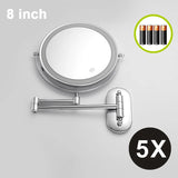 Wall-Mounted LED Makeup Mirror with Magnification and Dual-Sided Swivel
