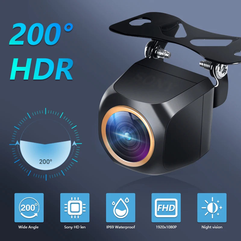 AHD 1080P Rear View Camera - 200° Fisheye Lens with Night Vision for Cars