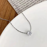 Gold Stainless Steel Heart Necklace – Dainty Zircon Pendant Chain for Women